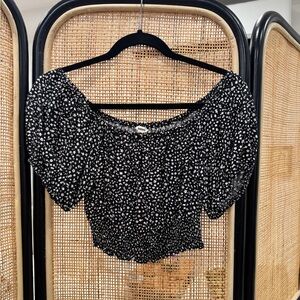 Garage Black and White Floral Blouse